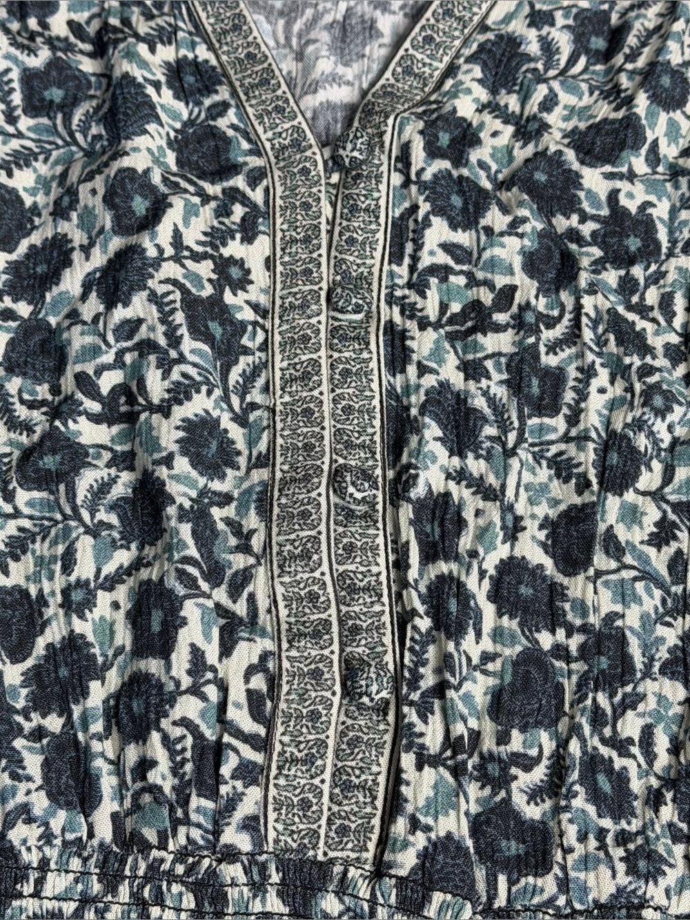 Faherty Montana Dress medium Navy Folly Floral western boho long sleeve a-line - Picture 10 of 13